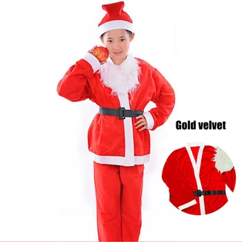 

5pcs Set Unisex Adjustable Christmas Santa Claus Costume Adult Kid Set Xmas Cosplay Clothes B99