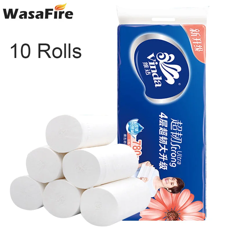 10 Rolls Comfortable Native Wood Pulp Toilet Paper Coreless Roll Household Soft Primary Color Towels | Дом и сад