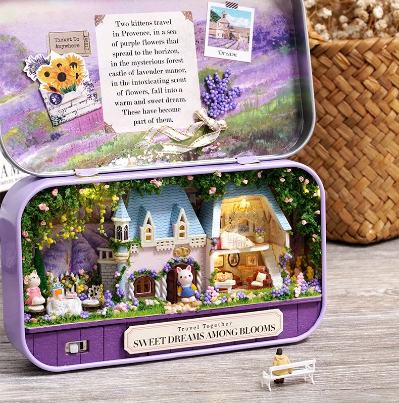Box Theatre Diy Wooden House for Dolls Miniature Home 13 Styles Nostalgic Theme Doll House Furniture Accessories Toys for Kids 21