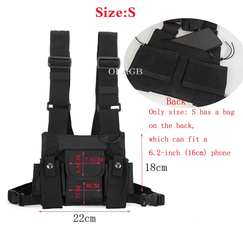 Functional Tactical Chest Bag Fashion Bullet Hip Hop Vest Streetwear Bag Waist Pack Women Black Chest Rig 233