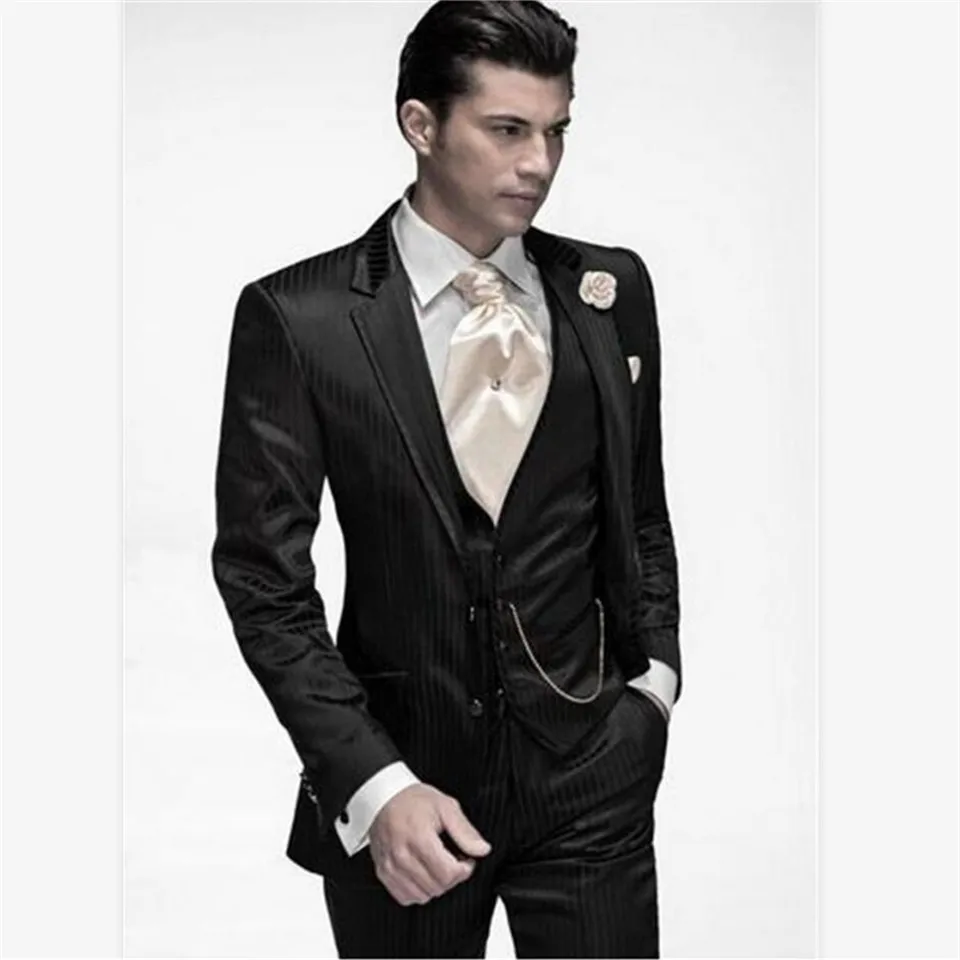 Классический мужской костюм смокинг Noivo Terno Slim Fit Easculino вечерние костюмы для мужчин две кнопки черный в полоску смокинги для жениха