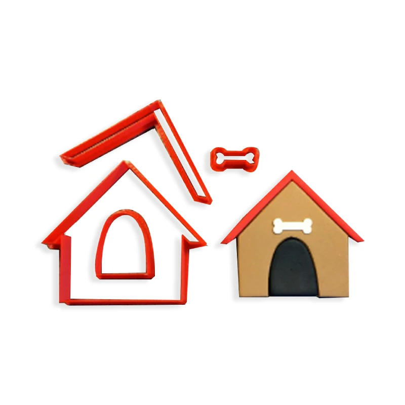 Animal Dog House Tag Food Bone 3D Printed Plastic Fondant Mold Cookie Cutter Set | Дом и сад