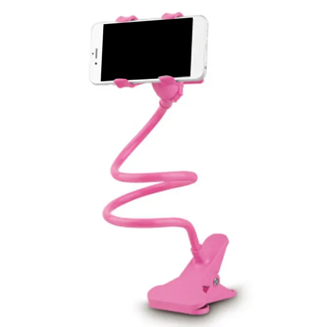 Universal Lazy Mobile Phone Holder Flexible Arm Clip Desktop Cell Phone Bracket Desk Phone Clip Holder pink