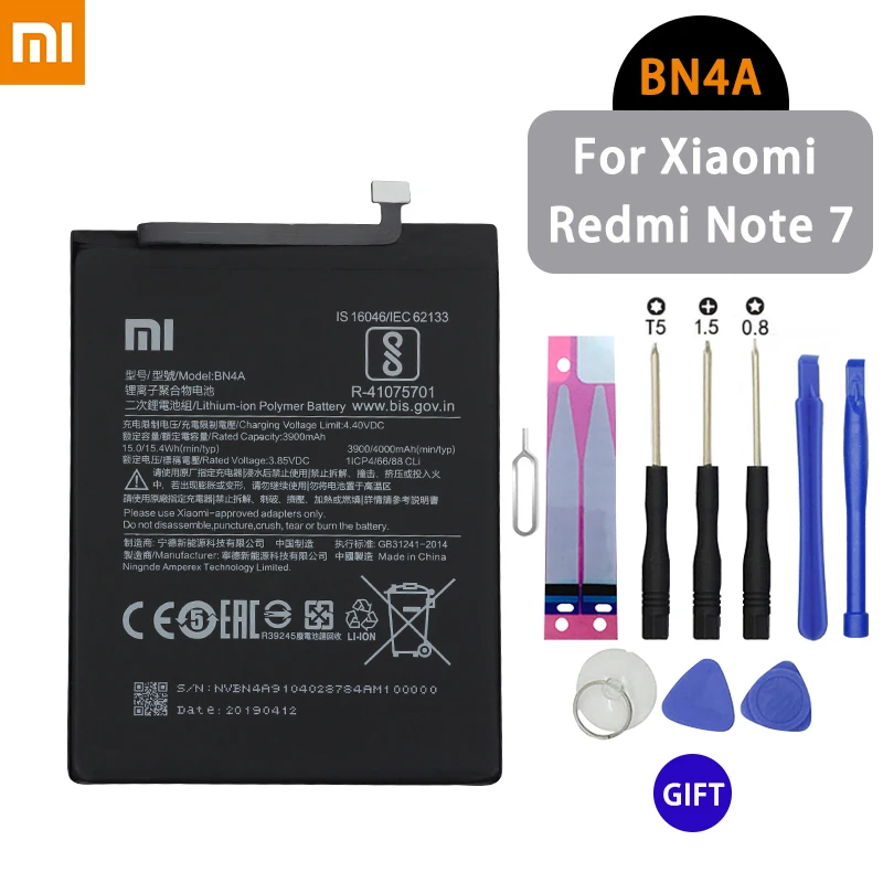 Аккумулятор для телефона Xiaomi BN4A 4000 мАч Redmi Note 7 литий ионный аккумулятор большой