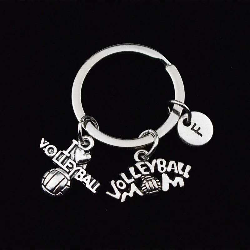 New I Love Volleyball Charm Key Chain for Best Friends Team Mom A-Z Letter Pendant Keychain Keyring Sports Jewelry |