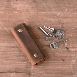 Handmade Genuine Leather Key Wallet Men Women Holder Keychain Pouch Purse Designer Housekeeper Car Small Key Case Keys Pouch