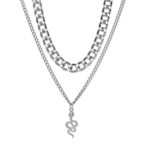 Bohemia Multi-layer Snake Shape Necklaces For Women Animal Pendant Link Chain Chokers Necklace Boho Wedding Jewelry