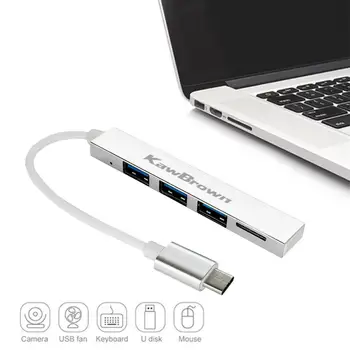 

4 in 1 Type-C Hub To USB 3.0 Alloy Hub with TF Reader for Laptop
