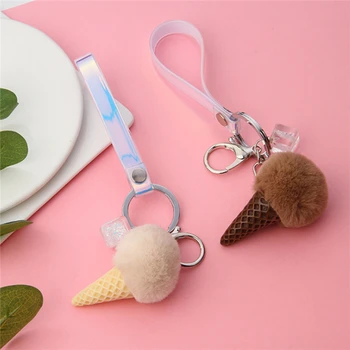 

Car Key Ring Plush Toy Ice Cream Fur Ball Ice Cream Pendant