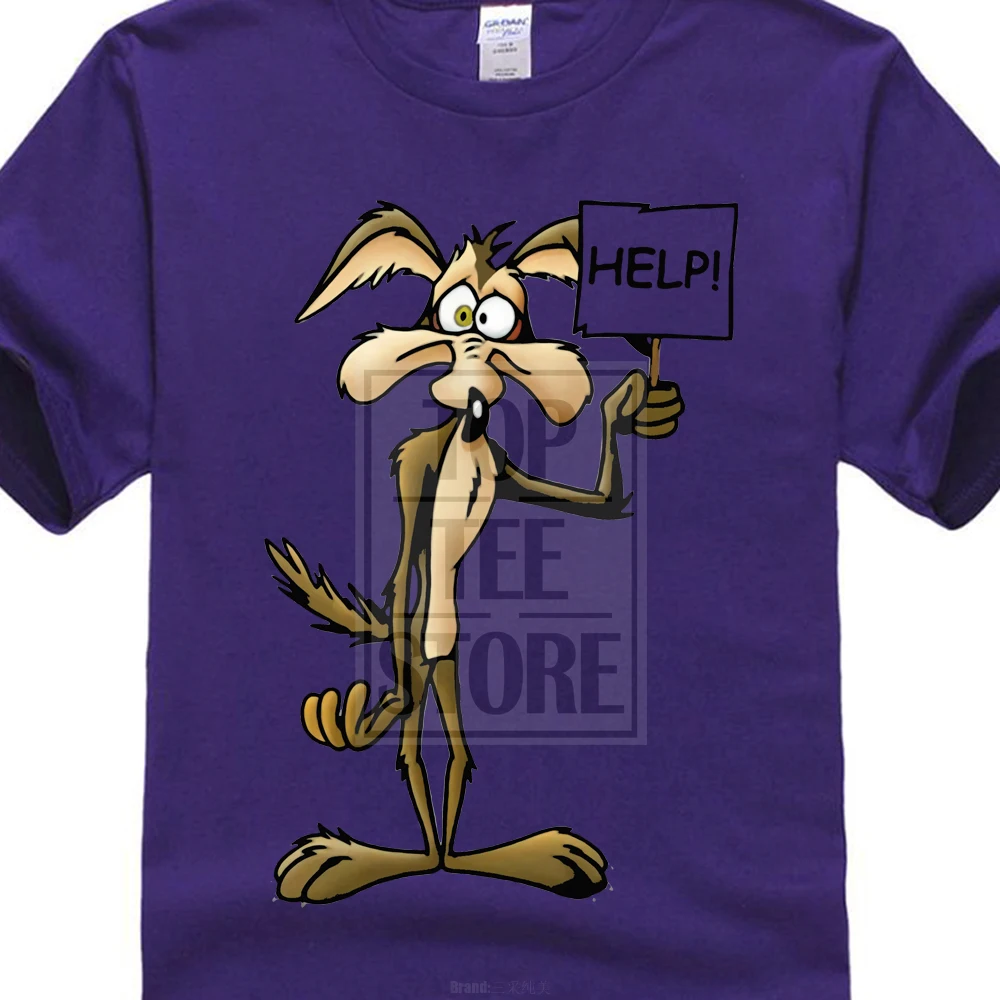 Фиолетовый Wiley Coyote футболка Looney ttes Road Runner мультфильм Забавный из США 013622 - Цвет: Фиолетовый