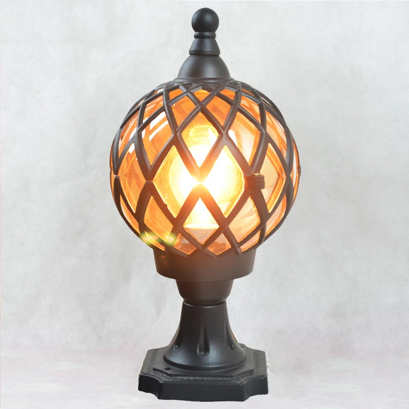 Waterproof Outdoor Pillar Lamp,Vintage Wall Post Light,Retro Garden Landscape Lamp,Villa led Outdoor Garden Lamp Glass Lampshade