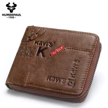 

Men's Genuine Leather Wallet Zipper Small Purse Card Holder Top Quality Man Carteira Coin Purse Male Porte Monnaie Money Bag
