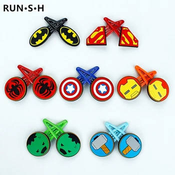 

2pcs Pop Hero Superhero Spider-Man Superman Bat Hairpin Girl Headdress Side Lol Clip Hair Accessories BB Hair Clips Barrettes