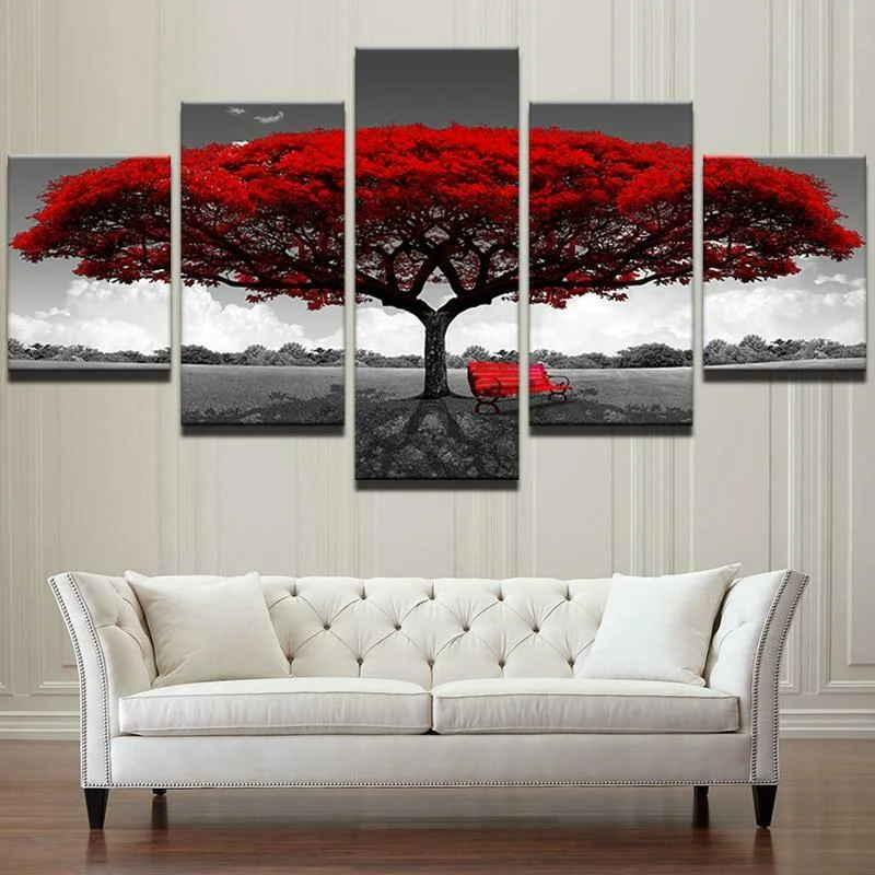 

No Framed Canvas 5Pcs Frameless Nature Landscape Wall Art Posters Pictures Home Decor Paintings Decorations