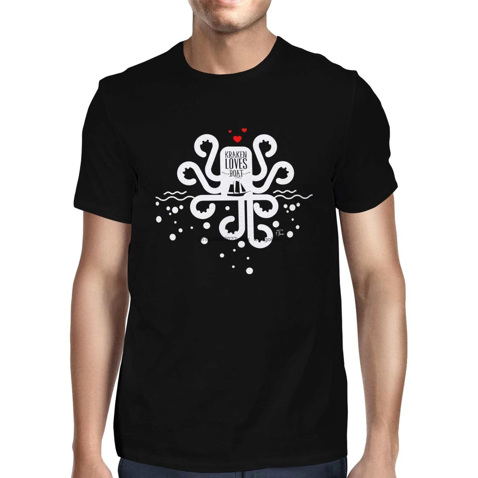 1Tee Мужская легендарная футболка с лодочкой Kraken Loves | одежда