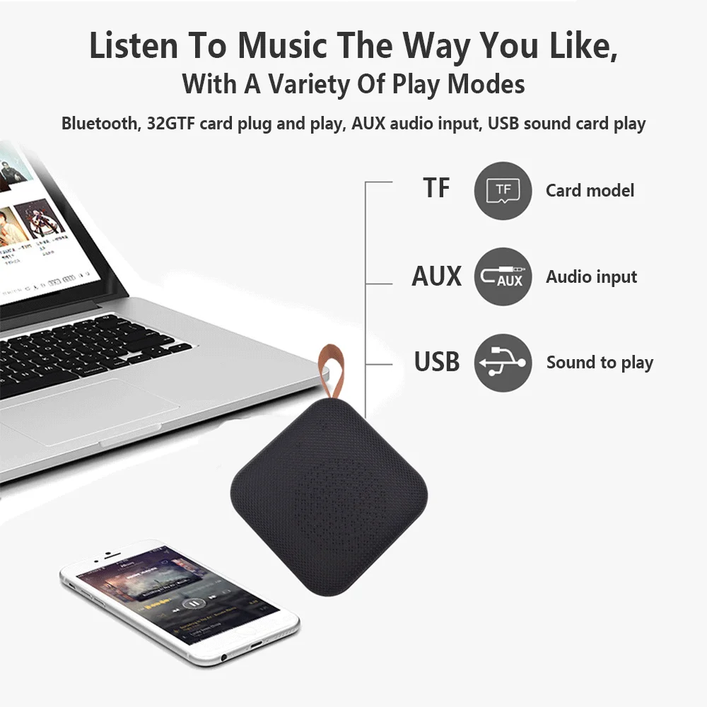 Мини Bluetooth колонка беспроводной портативный объемный динамик с микрофоном