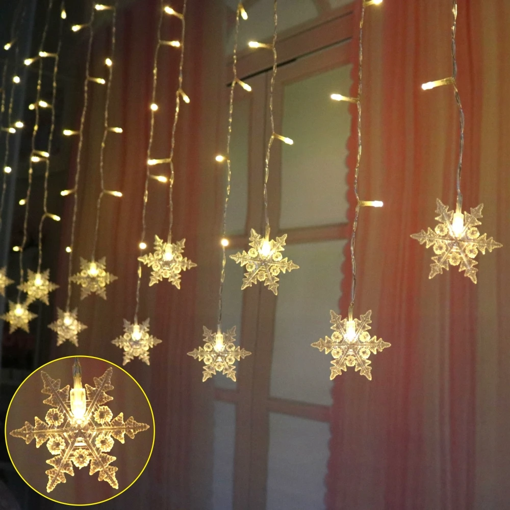 Снежинка Фея гирлянды занавес сосулька Звездное освещение цепи на батарейках подвесные праздничные декоративные для рождественской вечеринки