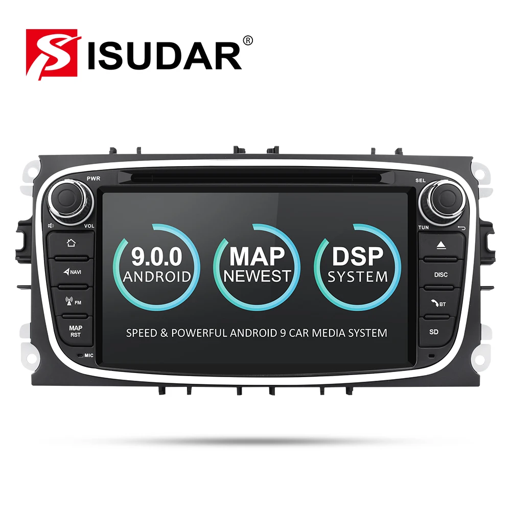 Sale Isudar Car Multimedia Player Android 9 GPS 2 Din car dvd player for FORD/Focus/S-MAX/Mondeo/C-MAX/Galaxy wifi car radio DSP DVR 0