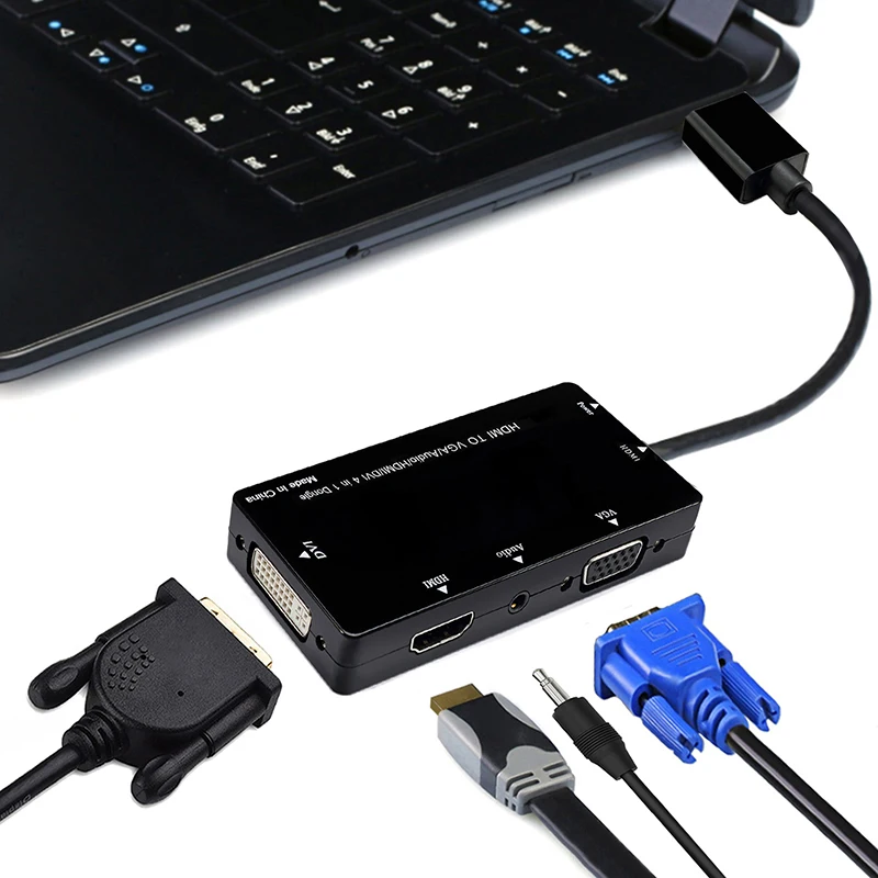 HD 4-в-1 Дисплей конвертер для телевизионные проекторы с HDMI/VGA/DVI Порты GDeals