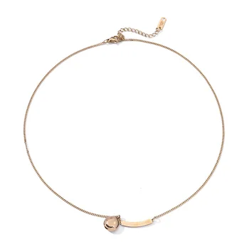 

Women's Titanium steel Rose Gold Smiley Pendant Necklace Girls Jewelry Accessories