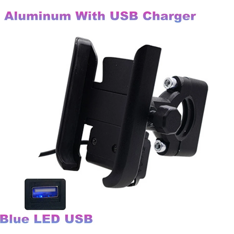 Мотоциклетный USB Кронштейн для мобильного телефона с 2А светодиодный быстрозарядное устройство для подставки алюминиевый сплав для 4-6,5 дюймов держатель для телефона