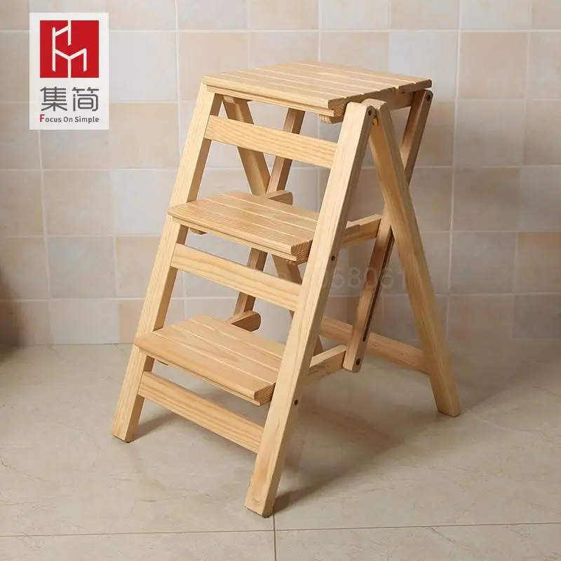 Бытовой многофункциональный складной стул-лестница импортная цельная деревянная лестница Крытая подъемная Лестница Стул стойка лестница - Цвет: ml12