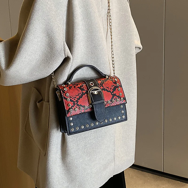 

Women's Designer Luxury Handbag 2019 Fashion New High quality Leather Women Handbags Crocodile Snake Pattern Shoulder Clutch Bag