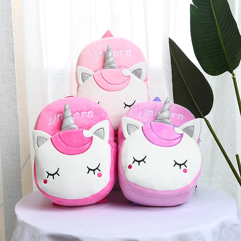 Girls Backpacks Schoolbag Unicorn Plush Kindergarten Kids Animal Cartoon Cute Soft FUDEAM