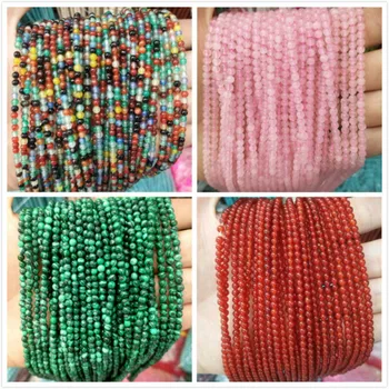 

2MM 3MM Natural Stone Round Beads Pink Quartz Amethysts Lapis lazuli Agates Jades Beads For Jewelry Making DIY Bracelet Necklace