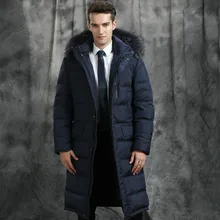 Мужской зимний пуховик, длинный 90% белый гусиный пуховик, Мужская одежда, енотовый меховой воротник, пуховики JH1539 KJ3098