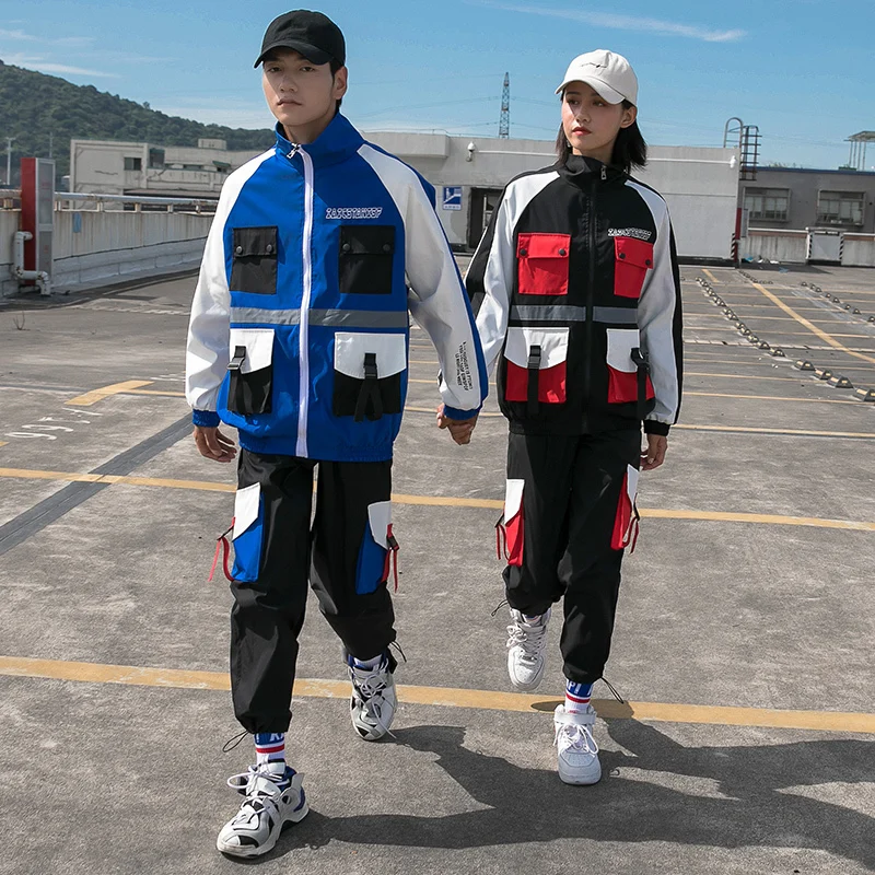 2 предмета, Ropa Deportiva Hombre Moda Survete, мужская куртка+ штаны, комбинированный осенний спортивный костюм с несколькими карманами для мужчин, комплект из двух предметов