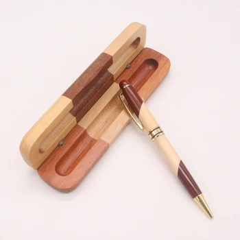 

The new natural log pen case two-color stitching can be customized LOGO for office send to friends and businessmen