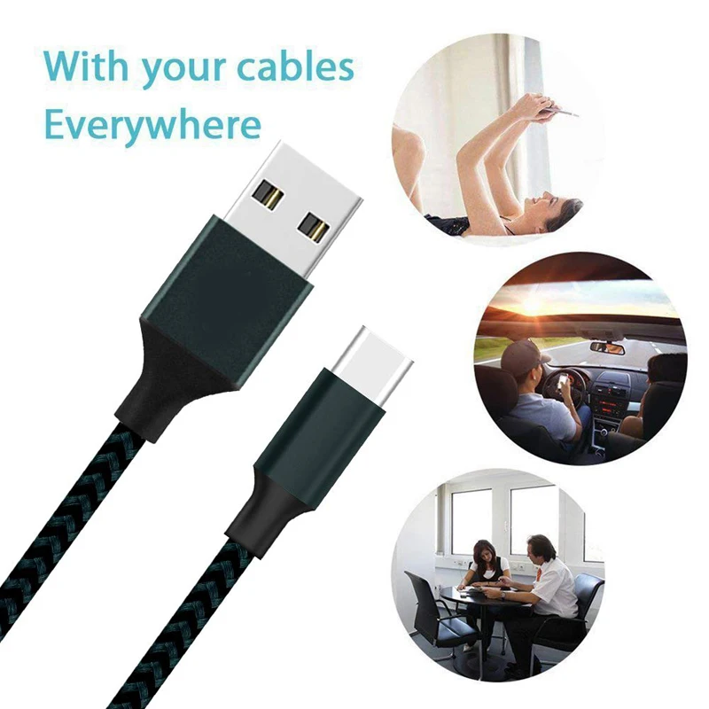 USB Type C Cable Nylon Braided Cord Fast Charging Charge and Data Sync Cable For Samsung S9 S8 Plus Huawei P30 Pro Type-C Wire