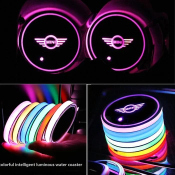 

2Pcs Car Led Cup Light Mat Car Logo Led Atmosphere Light LED Cup Drink Holder For BMW Mini Cooper One S R50 R53 R56 R60 F55 F56