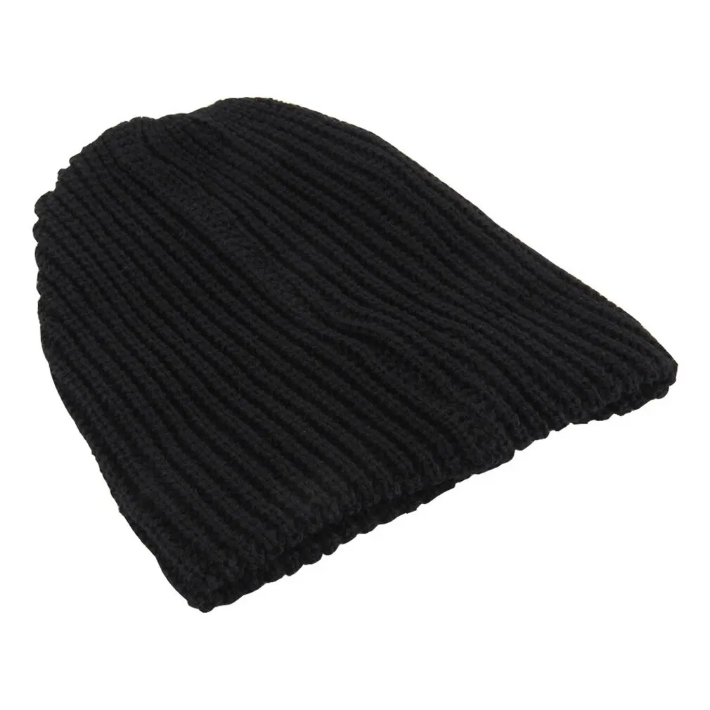 Chic Kasual Longgar Pria Beanie Hitam 