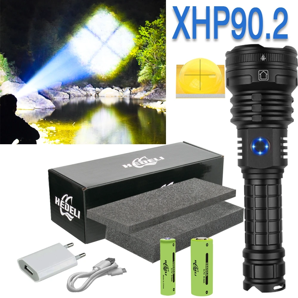 High Power Xhp90.2 Most Powerful Led Flashlight LED Torch Xhp90 Tactical Flashlight Zoom Usb Rechargeable 26650 18650 Hand Light