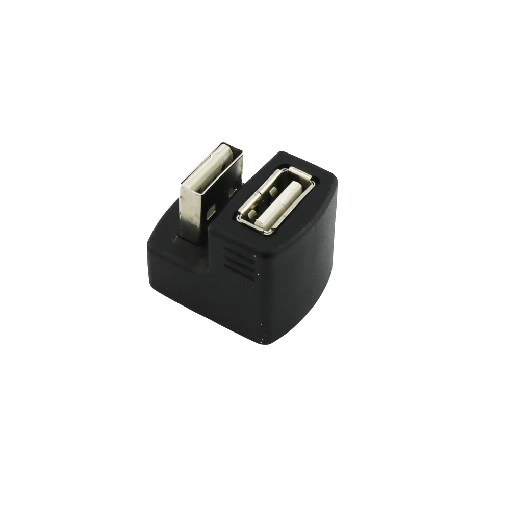 1x USB 2.0 Type A Male to USB A Female 180 Degree Angle Connector Adapter Black