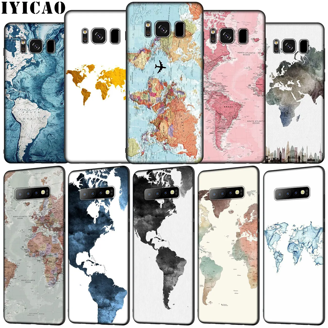 IYICAO World Map Travel Plans Soft Silicone Phone Case for Samsung Galaxy S20 Ultra S10e S9 S8 Plus S6 S7 Edge S10 Lite Cover | Мобильные
