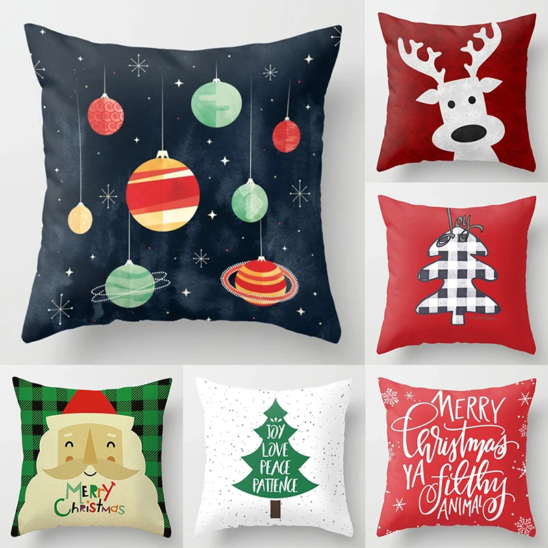 Christmas Pillow Cartoon Geometric Cushions Case Christmas Home Decorative Cushion For Sofa Xmas DIY Soft Hug Pillowcase