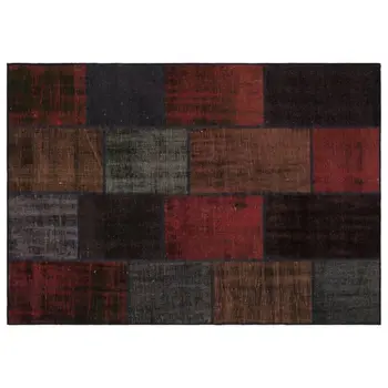 

Handmade Black Vintage Overdyed Patchwork Area Rug 160x230 Cm-5'3''X7'7''