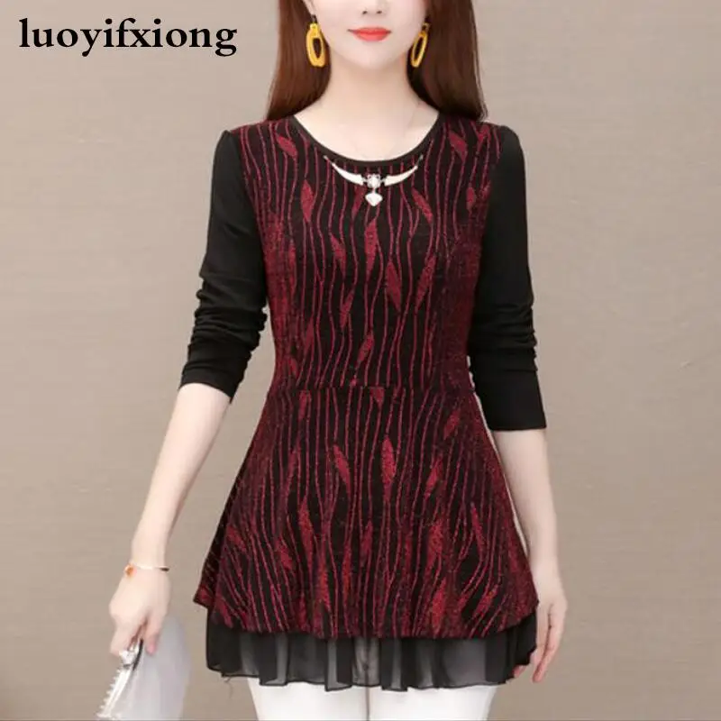 Women Blouses Elegant Bright Silk Mesh Long Sleeve Blouse Women Shirts Vintage Womens Tops and Blouses Plus Size Blusas Mujer
