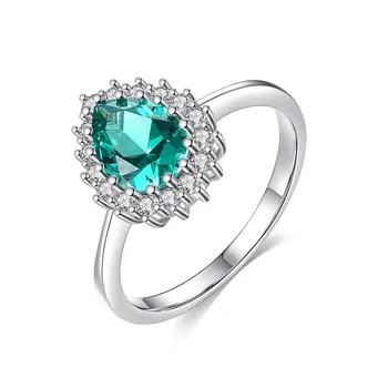 

Good quality Pure 925 Sterling Silver Green gemstone Hart Rings for Women Colorful Topaz Stone Luxury Jewelry Anillo Mujer