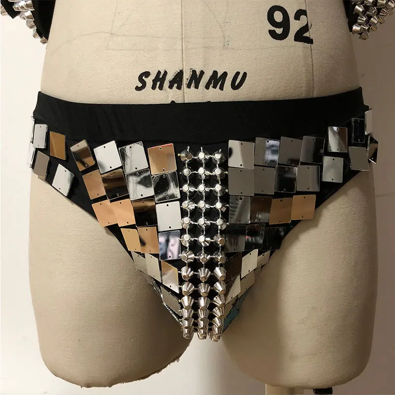 Римский самурайский зеркальный сценический костюм наборы dj вечерние rave наряд для выступлений и маскарада бар сексуальный человек подиумный показ gogo костюм броня - Цвет: shorts