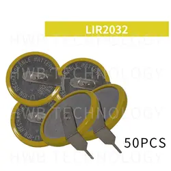 50 шт./лот LIR2032 3,6 в горизонтальное филе сварочная ножная батарея LIR2032 монетная батарея сварочная ножка Бесплатная доставка