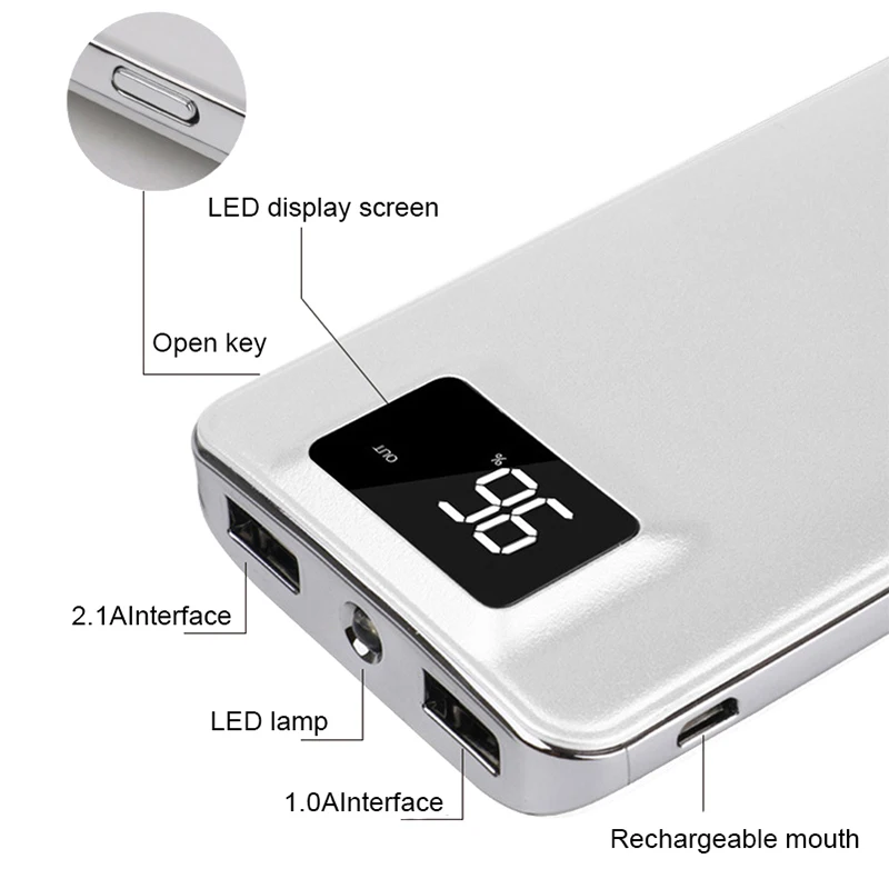 1 портативный 20000Mah Lcd Мобильный Внешний аккумулятор зарядное устройство для банк питания для мобильного телефона смартфон с двойным USB удобный