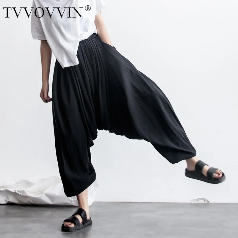 Tvvovvinin 2019 осенние свободные однотонные черные брюки с шаговым швом для танцев Классные удобные мужские и женские брюки с крестиком Tide L203