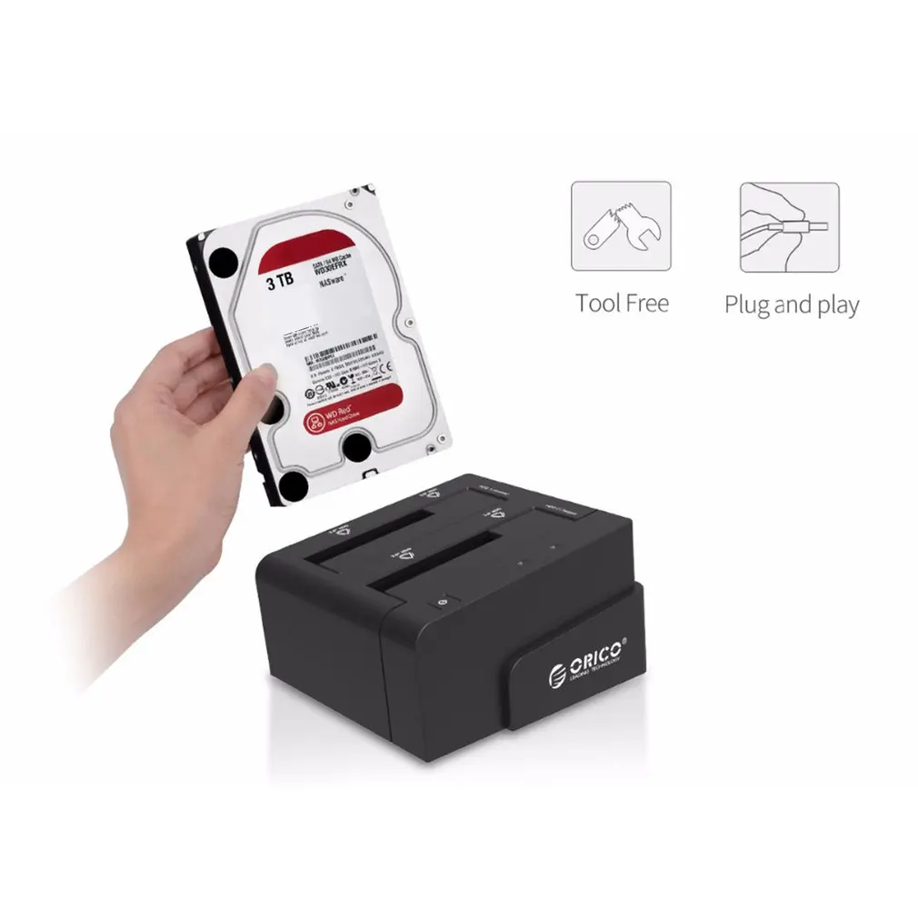 ORICO 6628US3-C-V1-BK USB 3,0 для SATA Dual-Bay жесткий диск Док-станция высокая скорость для 2,5/3,5 дюймов HDD/SSD
