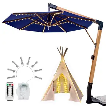 

LED Patio Umbrella Lights 8 Modes 3 Color Remote Control Outdoor Camping Bar Beach Decoration Waterproof Tent Lights