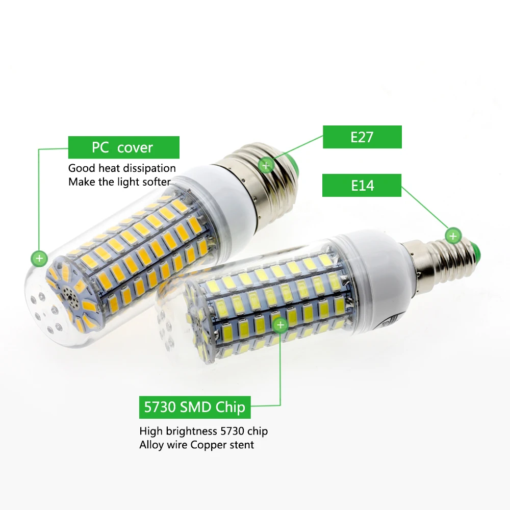 E27 E14 светодиодный лампы 220V 89 светодиодный s SMD5730 светодиодный кукурузная лампа белый/теплый белый энергосберегающий светильник лампы без мерцания для дома светильник ing 6 шт
