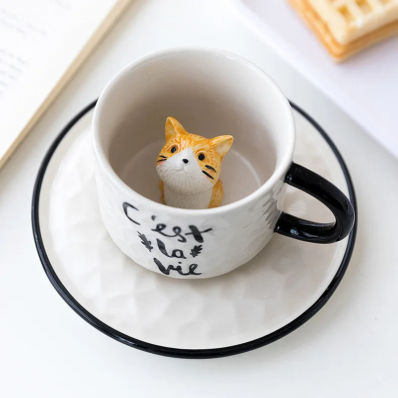 Cute Cat Relief Porcelain Mug - Loli The Cat